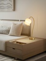 Brass Tulip Glass Table Lamp | Modern Luxury LED Table Lamp - Image 4