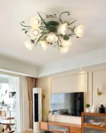 Floral Glass Ceiling Light – Botanical Romantic Ceiling Lamp - Image 6