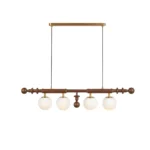 Wood & Opal Glass Linear Pendant Light | 4-Light