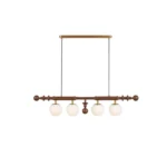Wood & Opal Glass Linear Pendant Light | 4-Light