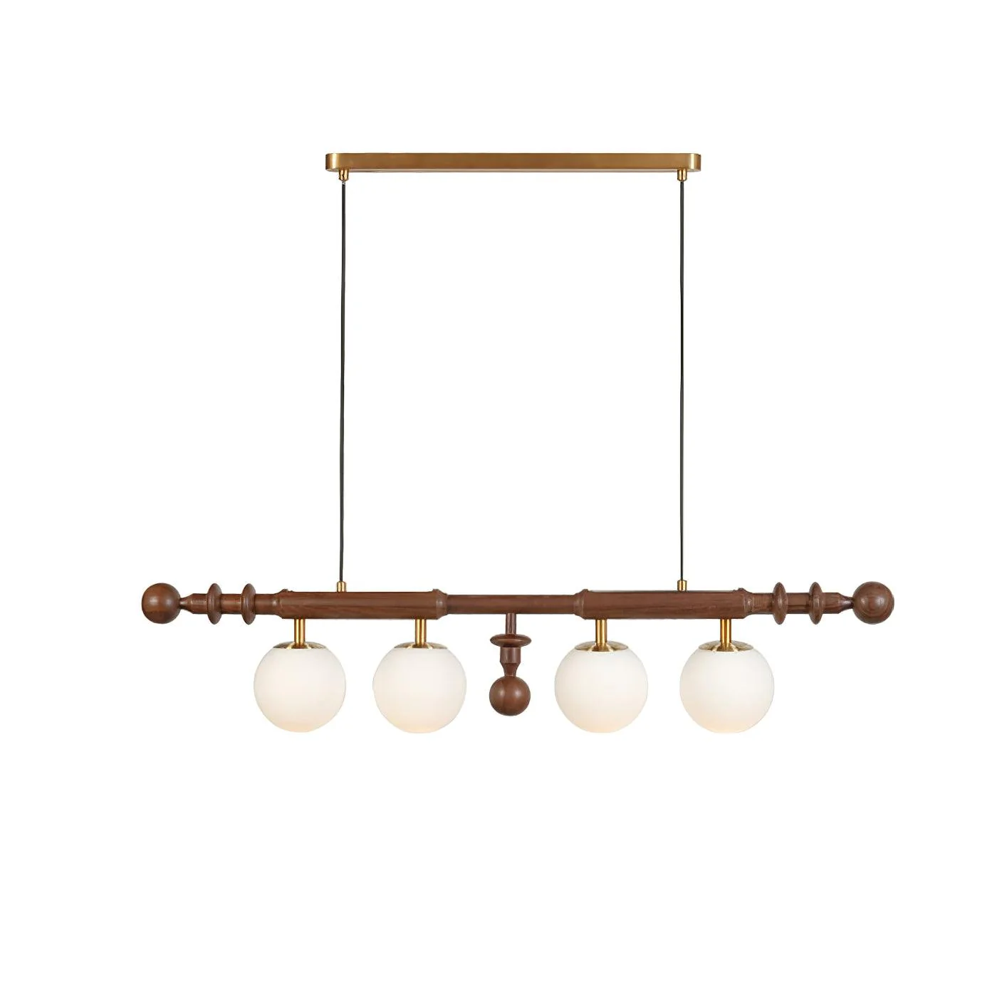 Roman_Column_Chandelier_8 Wood & Opal Glass Linear Pendant Light | 4-Light - Image 1