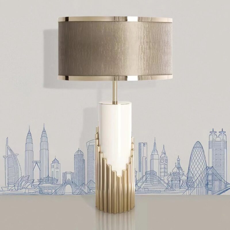 Modern Luxury Marble Table Lamp | Gold LED Bedside Lamp for Bedroom & Living Room - Image 4