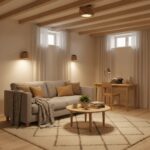 Solid Wood Ceiling Light – Wabi-Sabi Minimalist LED Flush Mount Lamp - Image 5