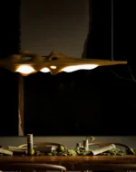Sculptural Wood Linear Pendant Light | Modern LED - Image 3