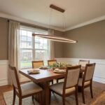 Modern Walnut Linear Pendant Light | Brass LED Lighting - Image 3