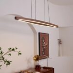 Modern Walnut Linear Pendant Light | Brass LED Lighting - Image 6