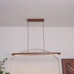 Modern Walnut Linear Pendant Light | Brass LED Lighting - Image 2