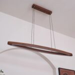 Modern Walnut Linear Pendant Light | Brass LED Lighting - Image 4