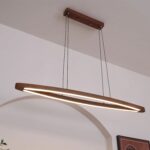 Modern Walnut Linear Pendant Light | Brass LED Lighting - Image 5