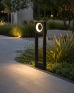 Molde Black Halo Outdoor Bollard Light for Garden Pathway Lighting - Image 2