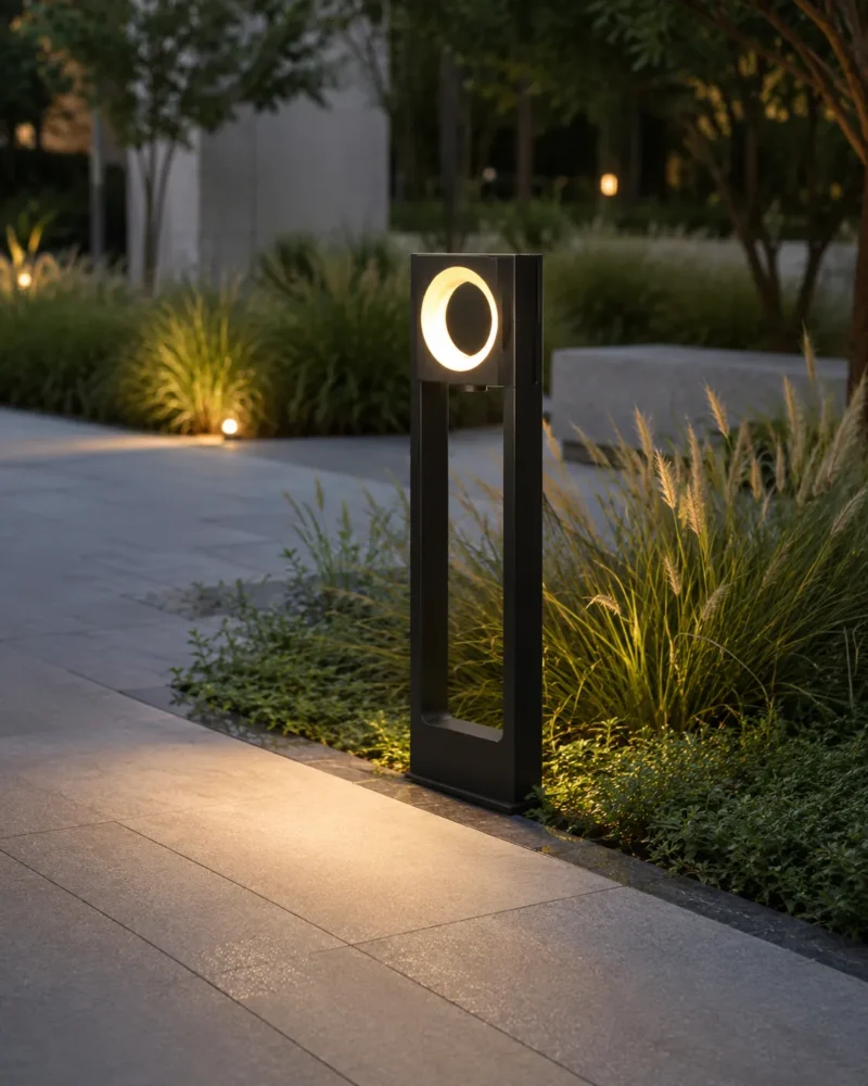 Molde Black Halo Outdoor Bollard Light for Garden Pathway Lighting - Image 2