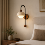 Travertine LED Wall Sconce | Natural Stone Wood Wall Lamp - Image 5