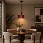 Burgundy Geometric Metal Pendant Light – Modern LED Hanging Light - Image 3