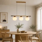 Vintage Brass & Frosted Glass Linear Pendant Light - Image 4