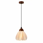 French Vintage Pendant Light | Wooden PLA Petal LED Lighting Fixture