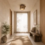 Solid Wood Ceiling Light – Wabi-Sabi Minimalist LED Flush Mount Lamp - Image 4
