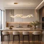 Wave Gold Linear LED Pendant Light | Sculptural Lighting - Image 2