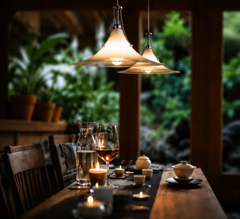 Glass Wave Pendant Light | Modern Chrome Milk Glass Ceiling Lighting Fixture - Image 2