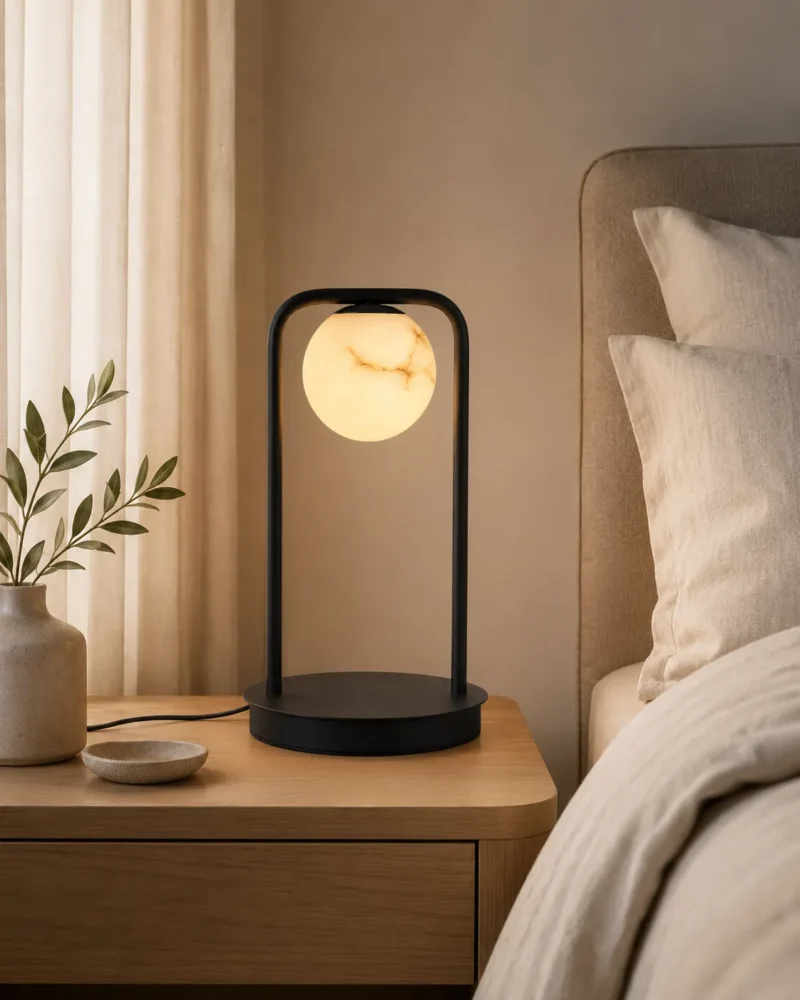 Modern Marble Globe Table Lamp | Minimalist Marble LED Table Lamp - Image 2
