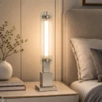 Modern Glass Column Table Lamp | Minimalist LED Bedside Lighting Fixture - Image 2