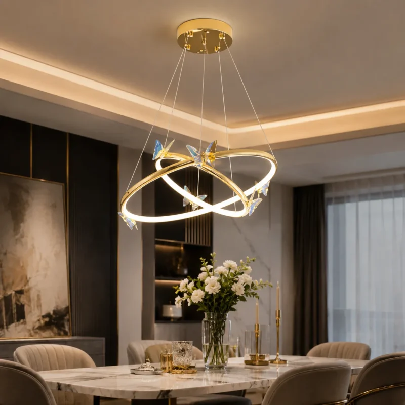 Blue Butterfly Crystal LED Ring Chandelier - Image 3