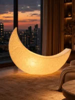 Illuminated Crescent Moon Chair with RGB LED Lights - Image 2