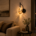 Modern LED Glass Wall Sconce | Copper Bedroom Wall Light - Image 5