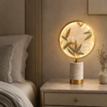 Brass Cloisonné Enamel Table Lamp | Modern Chinese Marble LED Lighting Fixture - Image 4