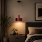 Burgundy Geometric Metal Pendant Light – Modern LED Hanging Light - Image 2