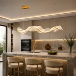 Wave Gold Linear LED Pendant Light | Sculptural Lighting - Image 3
