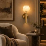 Modern Brass Alabaster Globe Wall Sconce Natural Stone Wall Light - Image 6