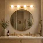 4-Light Brass LED Vanity Light | Glass Bathroom Mirror Lamp - Image 2