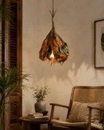 Natural Leaf Pendant Light | Handcrafted Rustic Lighting - Image 2