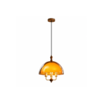 Amber Glass Dome Pendant Light | Modern Vintage LED Ceiling Lighting Fixture