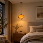 Amber Glass Dome Pendant Light | Modern Vintage LED Ceiling Lighting Fixture - Image 2