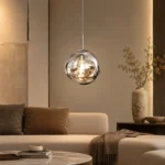 Molten Glass Globe Pendant Light | Modern Art Glass Fixture - Image 3