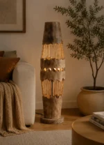 Rustic Wood Floor Lamp | Handmade LED Lighting - Image 3
