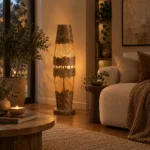 Rustic Wood Floor Lamp | Handmade LED Lighting - Image 4