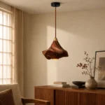 Wood Grain Pendant Light | Modern Sculptural LED Lamp - Image 2