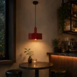 Burgundy Geometric Metal Pendant Light – Modern LED Hanging Light - Image 3