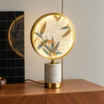 Brass Cloisonné Enamel Table Lamp | Modern Chinese Marble LED Lighting Fixture - Image 5