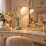 Floral Table Lamp | Light Green LED Bedside Lamp for Bedroom & Living Room Decor - Image 4