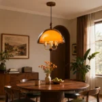 Amber Glass Dome Pendant Light | Modern Vintage LED Ceiling Lighting Fixture - Image 2