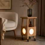 Mobile Side Table Lamp | Modern Wooden Ambient LED Night Light Furniture - Image 2