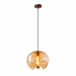 Amber Glass Dome Pendant Light | Nordic Modern LED Ceiling Lighting Fixture