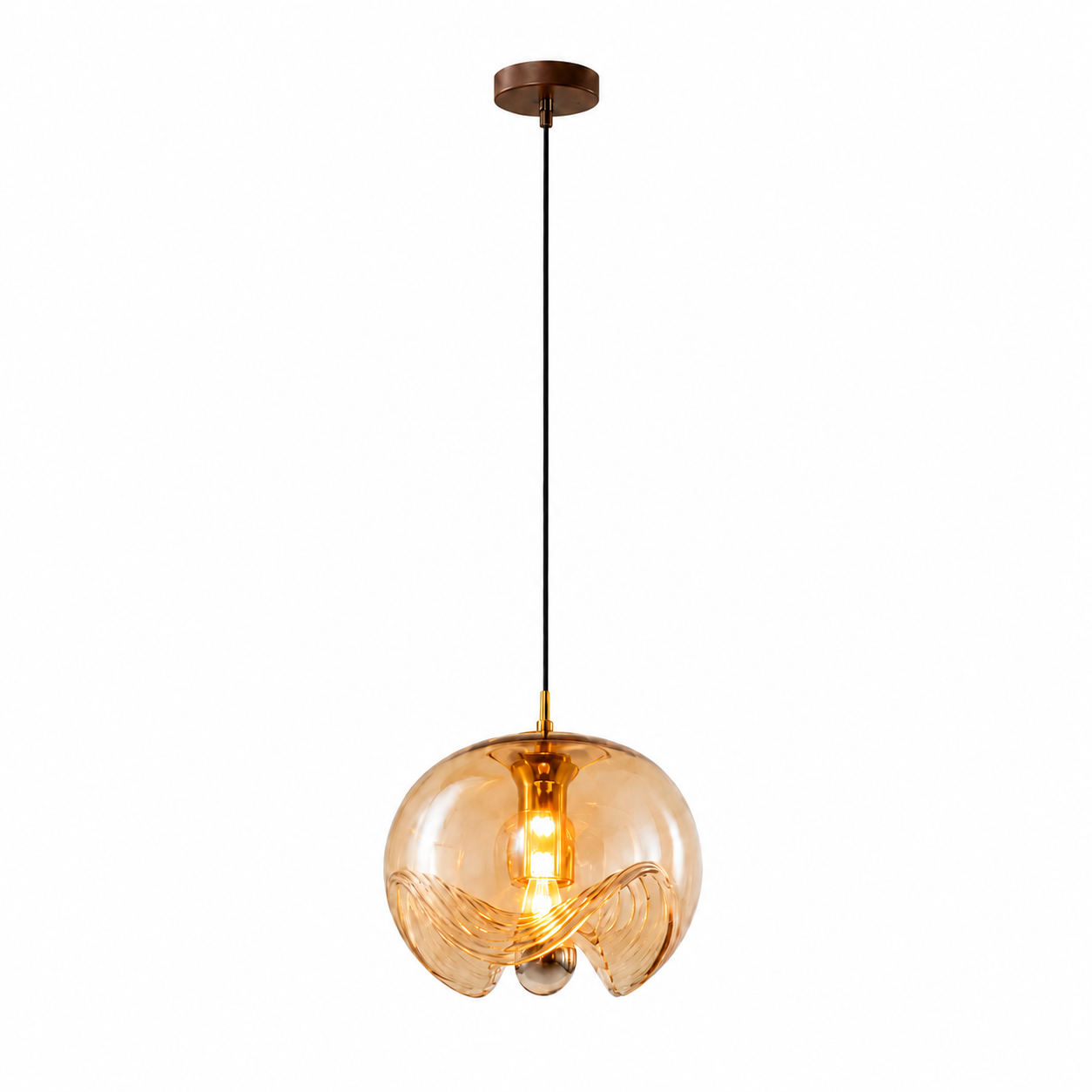 c1304c09508ae8af0b0ee71d823c1343 Amber Glass Dome Pendant Light | Nordic Modern LED Ceiling Lighting Fixture - Image 1