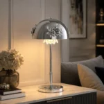 Floral Dome Table Lamp | French Vintage Iron LED Bedside Lighting Fixture - Image 4
