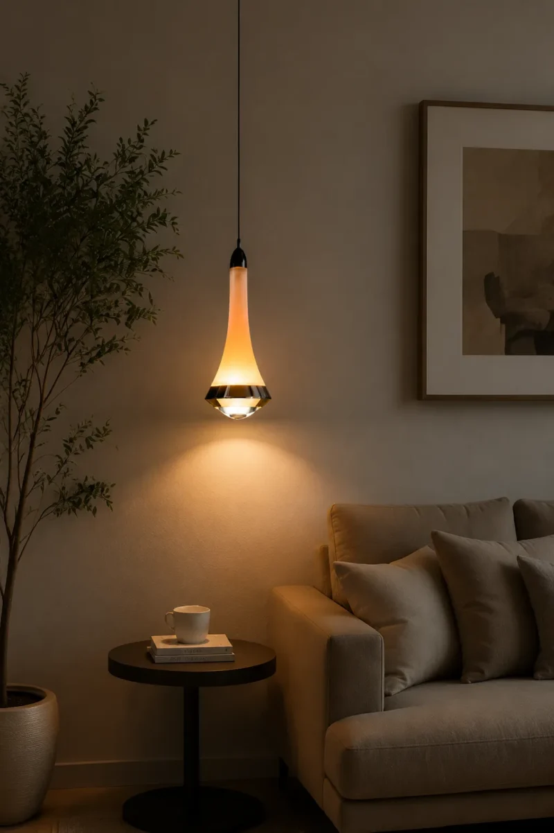 Smart Gesture Pendant Light | Pearl Black LED Minimalist Ceiling Lighting Fixture - Image 2