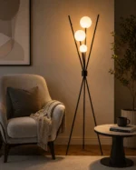Modern Tripod Glass Globe Floor Lamp - Image 2