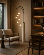 Modern Arc Glass Globe Floor Lamp | 6-Light LED Design - Image 2